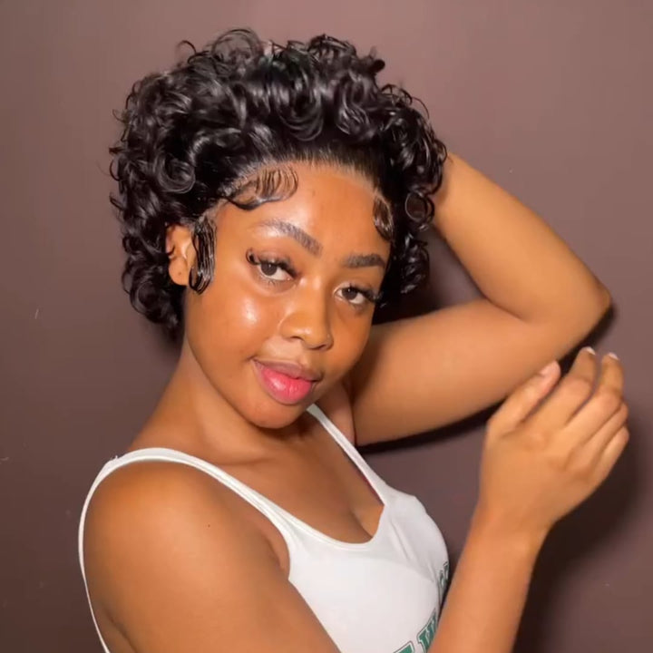 ailuxyhair-fr Perruque Coupe Pixie Identique à la photo AILUXY Perruque Bob Pixie Court Bouclée en Cheveux Humains | Baby Hair Pré-Plucké