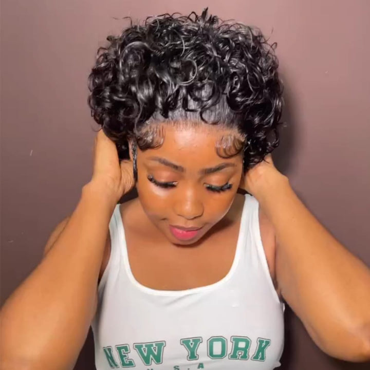 ailuxyhair-fr Perruque Coupe Pixie Identique à la photo AILUXY Perruque Bob Pixie Court Bouclée en Cheveux Humains | Baby Hair Pré-Plucké