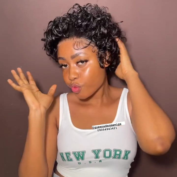 ailuxyhair-fr Perruque Coupe Pixie Identique à la photo AILUXY Perruque Bob Pixie Court Bouclée en Cheveux Humains | Baby Hair Pré-Plucké