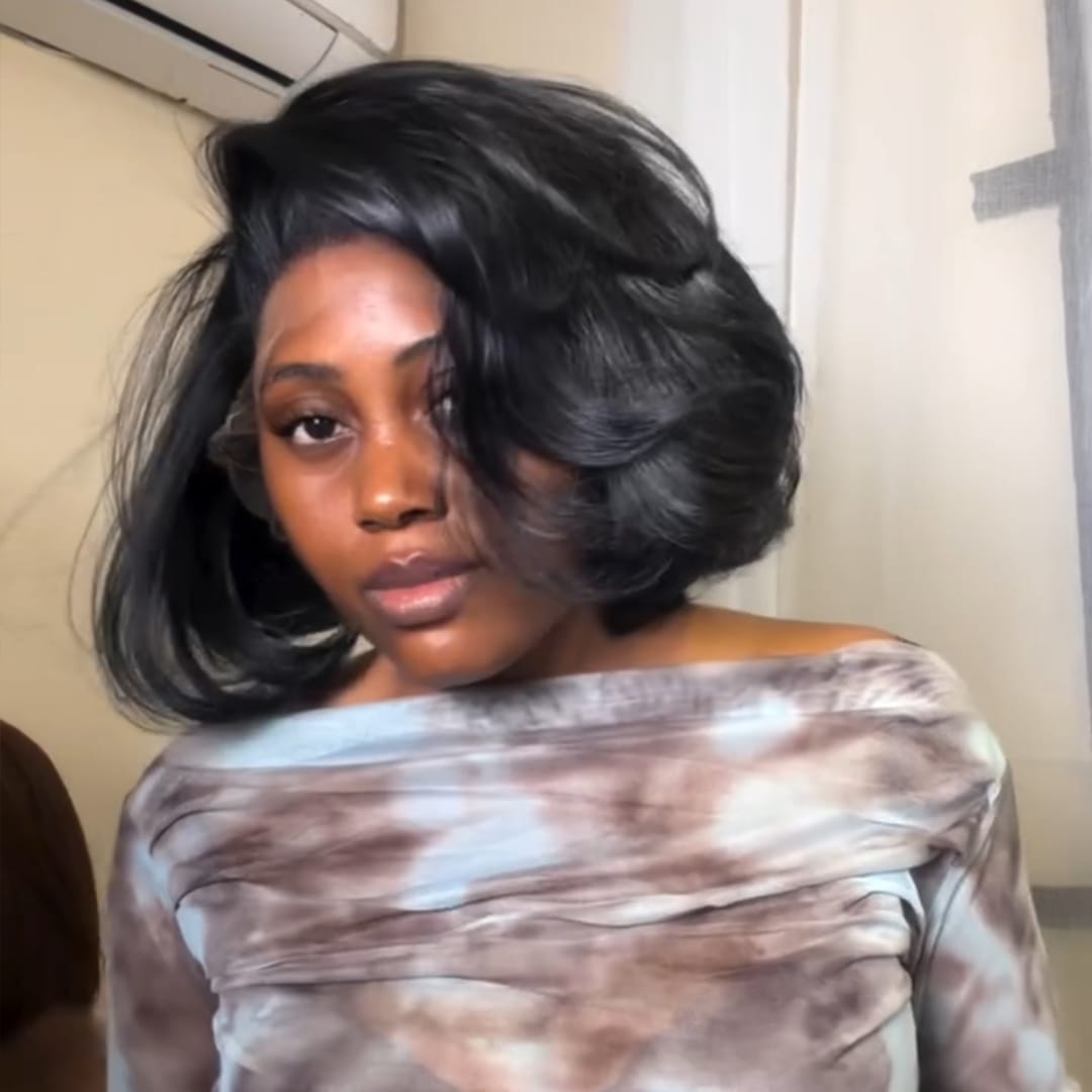 ailuxyhair-fr Perruque Coupe Pixie Identique à la photo AILUXY Perruque Cheveux Humains Bob Noir, Ondulations Douces, Lace 13x4, Look Naturel et Polyvalent