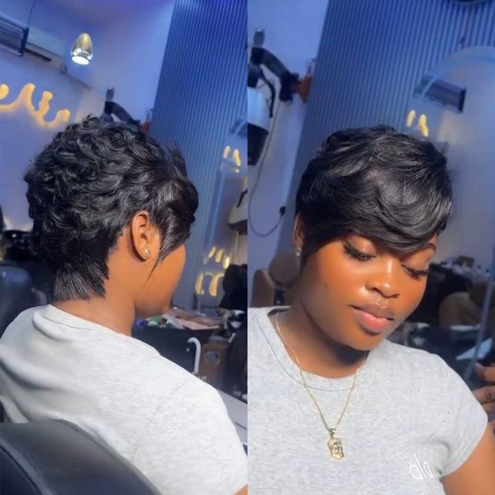ailuxyhair-fr Perruque Coupe Pixie Identique à la photo AILUXY Perruque Cheveux Humains Courte avec Frange | Coupe Moderne et Stylée