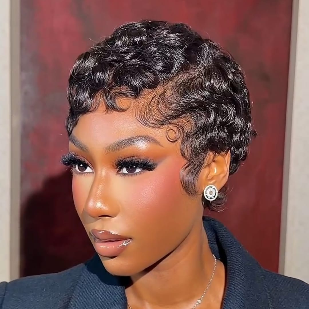 ailuxyhair-fr Perruque Coupe Pixie Identique à la photo AILUXY Perruque Cheveux Humains Courts Bouclés Style Pixie