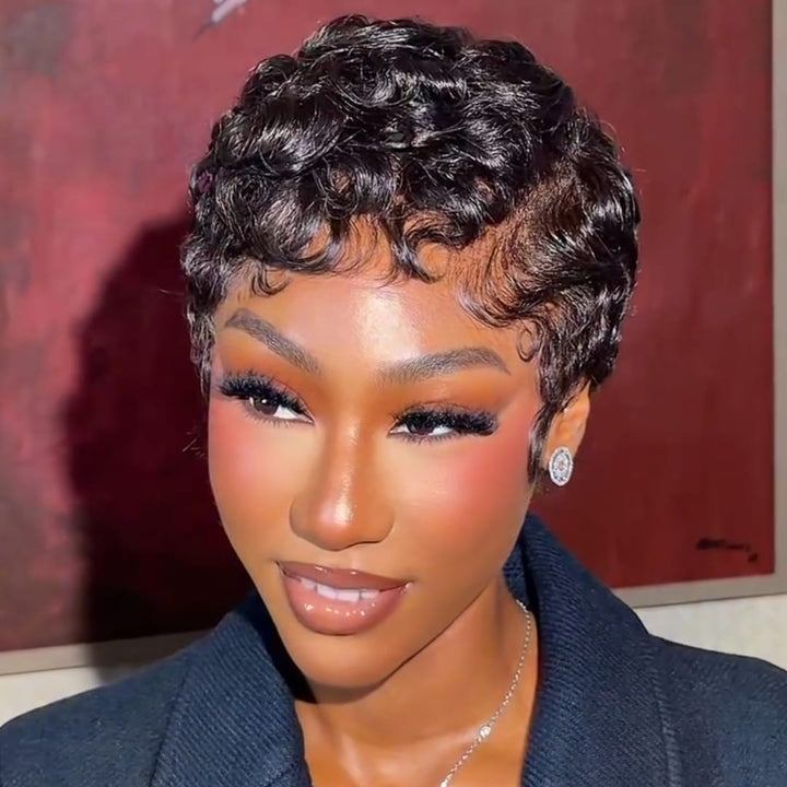 ailuxyhair-fr Perruque Coupe Pixie Identique à la photo AILUXY Perruque Cheveux Humains Courts Bouclés Style Pixie