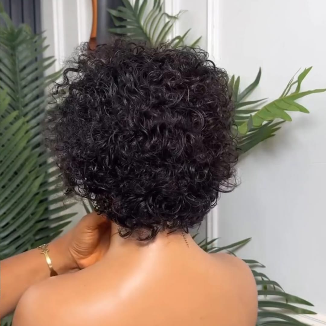 ailuxyhair-fr Perruque Coupe Pixie Identique à la photo AILUXY Perruque Courte Bouclée Kinky 13x4 Lace Front Transparente - Pose Rapide & Naturelle