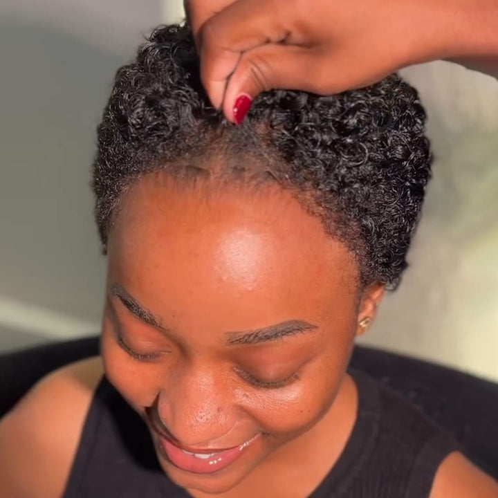 ailuxyhair-fr Perruque Coupe Pixie Identique à la photo AILUXY Perruque Courte Mini Crépue, Finition Baby Hair Naturelle, Boucles Micro-Denses ,Idéale pour Look Frais et Léger