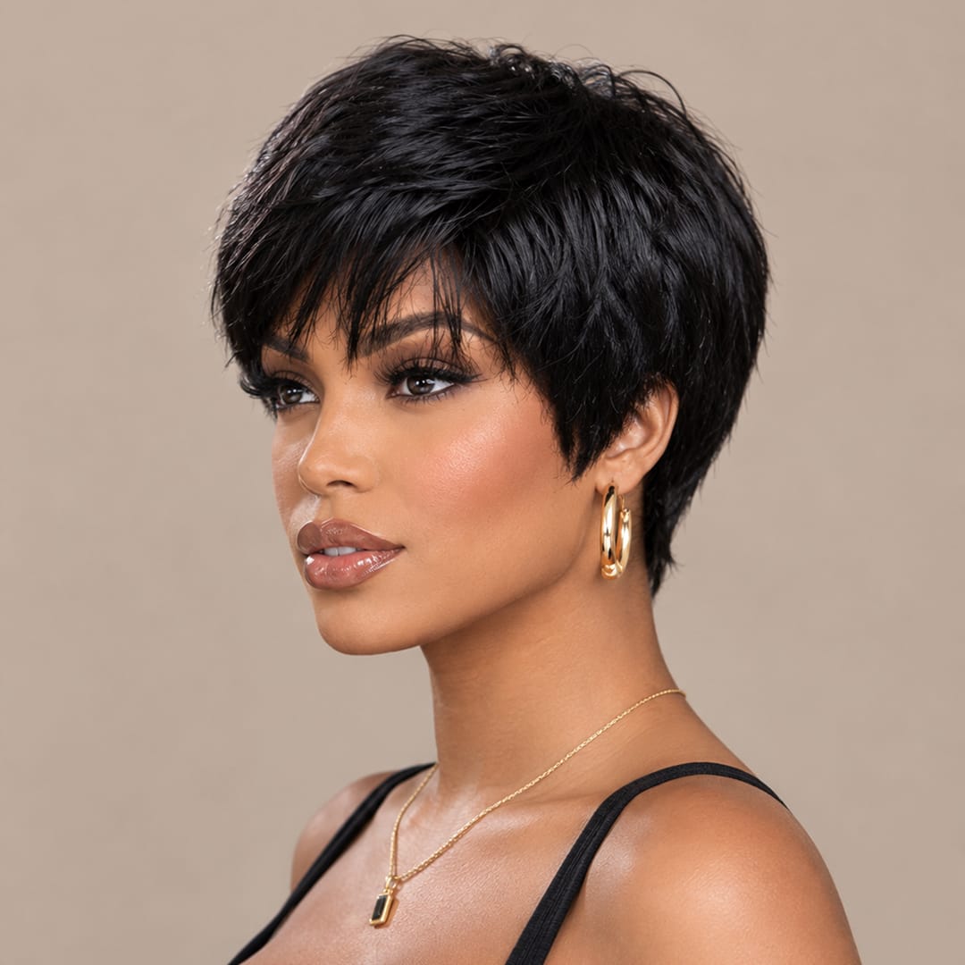 ailuxyhair-fr Perruque Coupe Pixie Identique à la photo AILUXY Perruque courts personnalisés - Tête mécanique sans colle 100% Cheveux Humains
