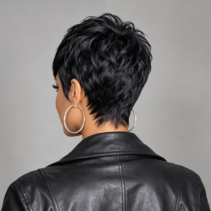 ailuxyhair-fr Perruque Coupe Pixie Identique à la photo AILUXY Perruque personnalisée avancée Pixie Perruques Noir 2.0 identique à l'image