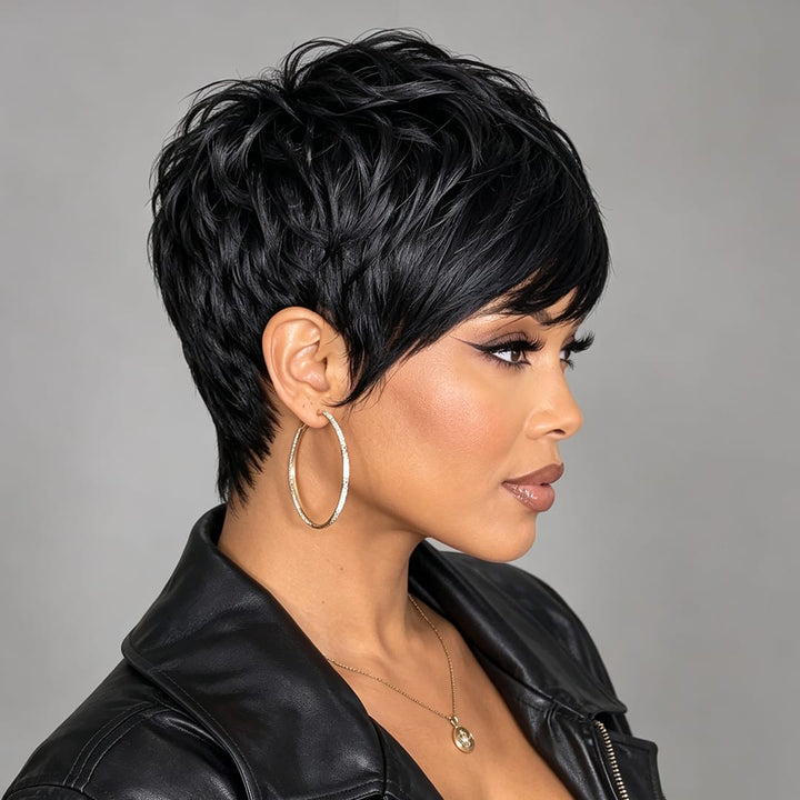 ailuxyhair-fr Perruque Coupe Pixie Identique à la photo AILUXY Perruque personnalisée avancée Pixie Perruques Noir 2.0 identique à l'image