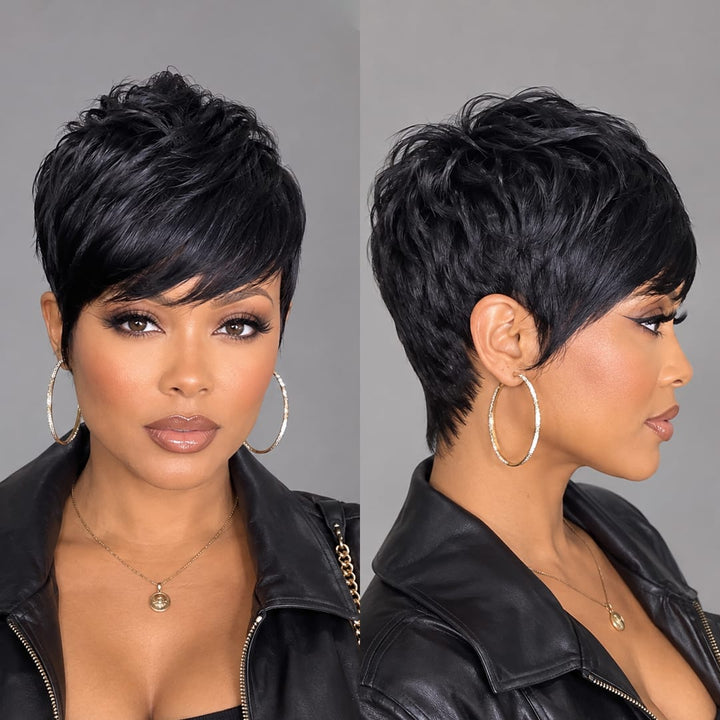 ailuxyhair-fr Perruque Coupe Pixie Identique à la photo AILUXY Perruque personnalisée avancée Pixie Perruques Noir 2.0 identique à l'image
