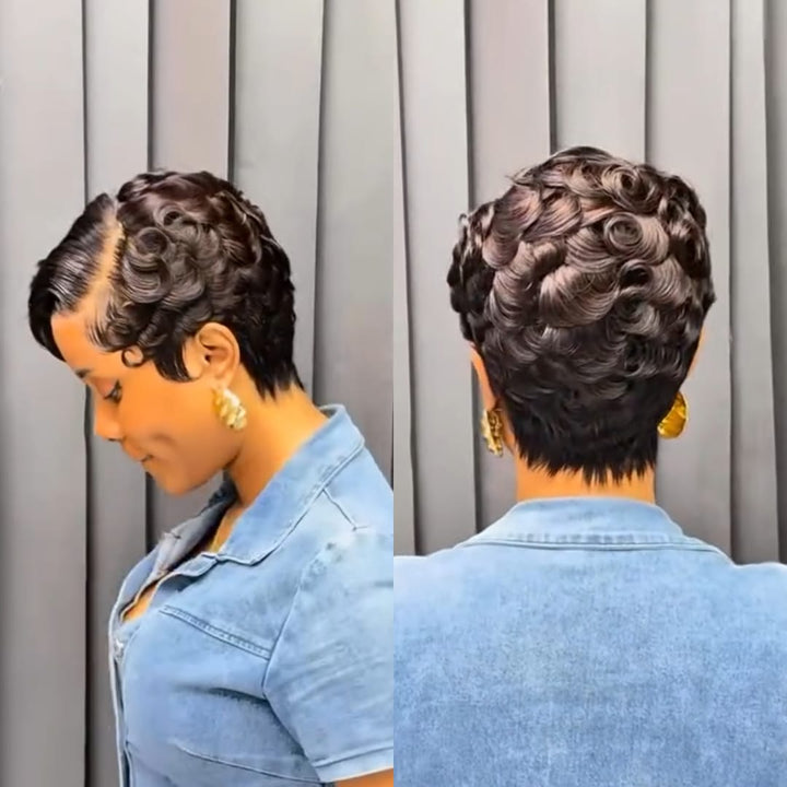 ailuxyhair-fr Perruque Coupe Pixie Identique à la photo AILUXY  Perruque Pixie Courte à Texture Bouclée Sculptée, Contours Nettoyés, Style Chic et Polyvalent