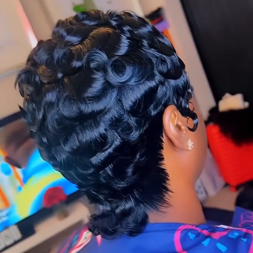 ailuxyhair-fr Perruque Coupe Pixie Identique à la photo AILUXY  Perruque Pixie Courte à Texture Finger Wave rétro ultra-luxueux