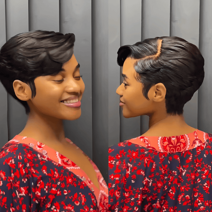 ailuxyhair-fr Perruque Coupe Pixie Identique à la photo AILUXY Perruque Pixie Courte Lisse à Effet Brillant Avec 13x4 Lace, Coiffure Épurée et Moderne, Installation Rapide Sans Colle, Idéale pour un Style Audacieux et Élégant