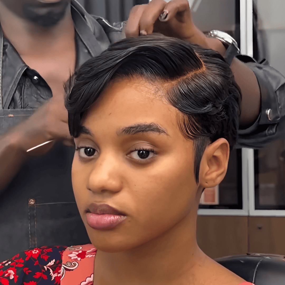ailuxyhair-fr Perruque Coupe Pixie Identique à la photo AILUXY Perruque Pixie Courte Lisse à Effet Brillant Avec 13x4 Lace, Coiffure Épurée et Moderne, Installation Rapide Sans Colle, Idéale pour un Style Audacieux et Élégant