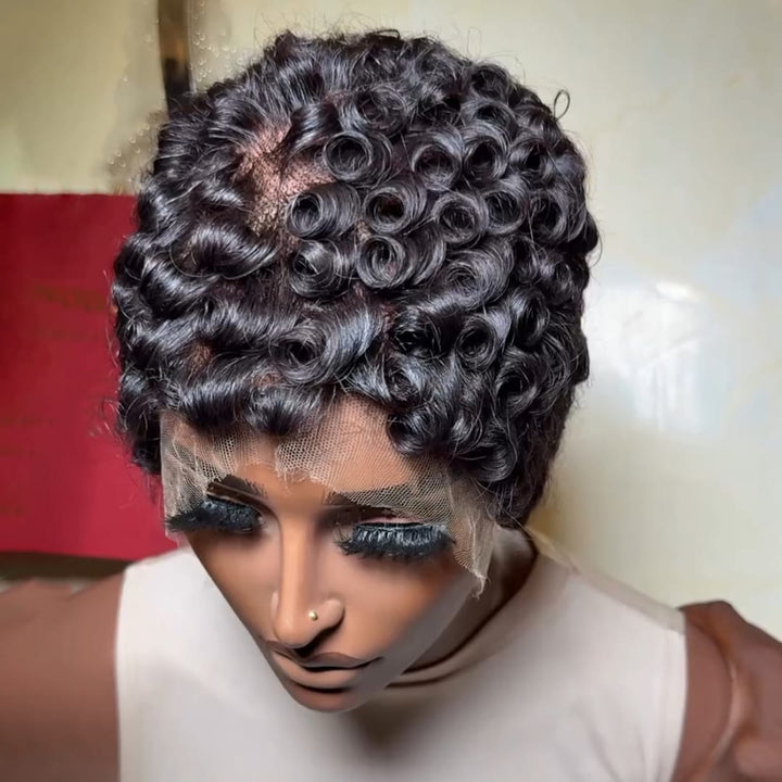 ailuxyhair-fr Perruque Coupe Pixie Identique à la photo AILUXY Perruque Pixie Cut Courte Cheveux Humains Bouclés Noirs