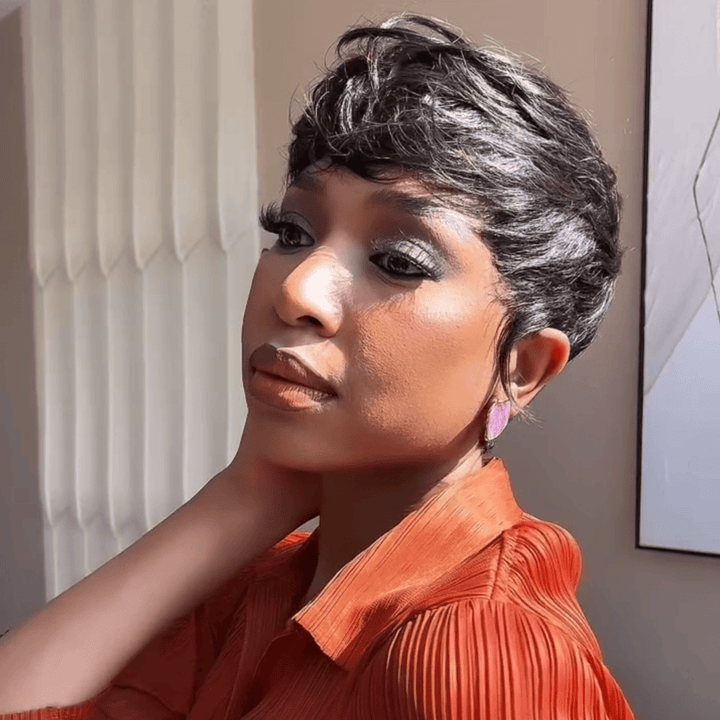 ailuxyhair-fr Perruque Coupe Pixie Identique à la photo AILUXY Perruque Pixie Lisse Perruque courte de lutin 100% Cheveux Humains