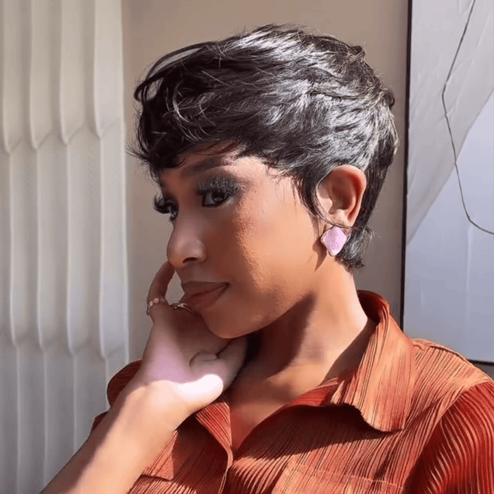 ailuxyhair-fr Perruque Coupe Pixie Identique à la photo AILUXY Perruque Pixie Lisse Perruque courte de lutin 100% Cheveux Humains