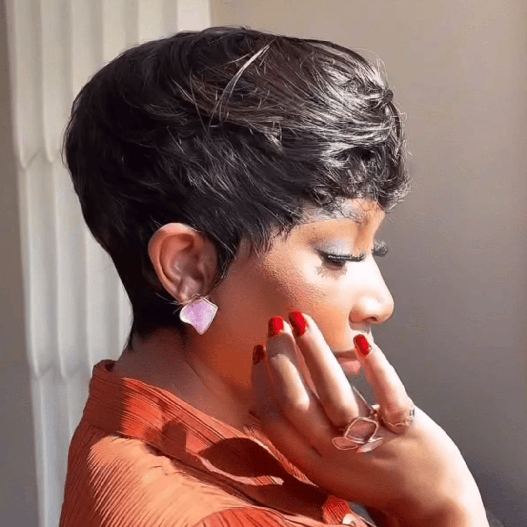 ailuxyhair-fr Perruque Coupe Pixie Identique à la photo AILUXY Perruque Pixie Lisse Perruque courte de lutin 100% Cheveux Humains