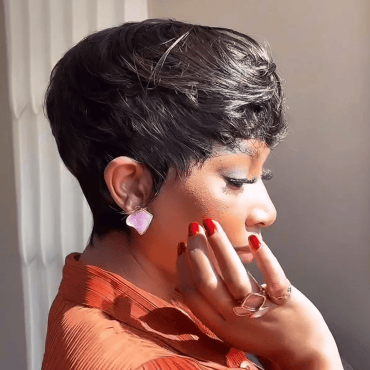 ailuxyhair-fr Perruque Coupe Pixie Identique à la photo AILUXY Perruque Pixie Lisse Perruque courte de lutin 100% Cheveux Humains