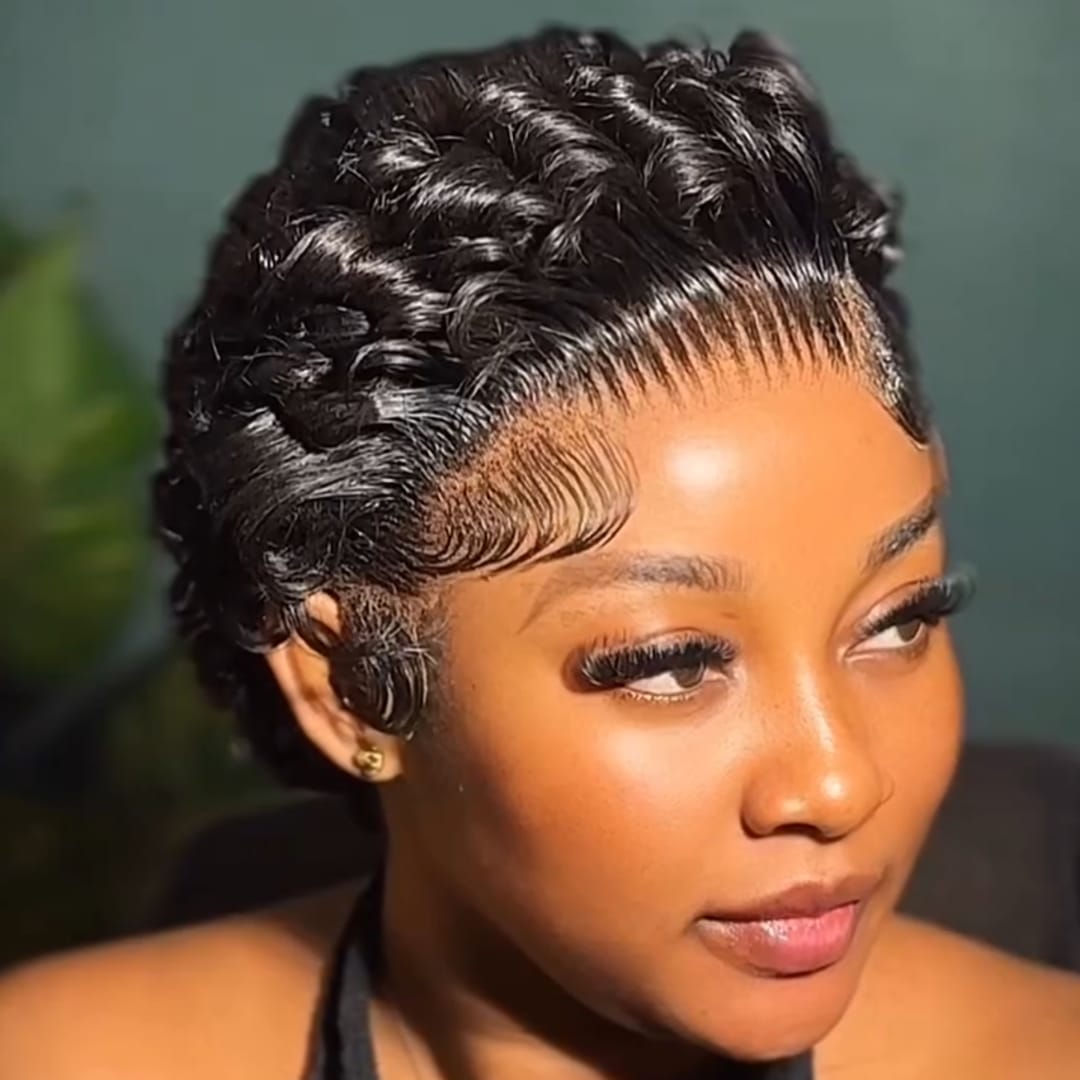 ailuxyhair-fr Perruque Coupe Pixie Identique à la photo AILUXY Perruque Pixie Ondulations au Doigt | Lace Front HD 100% Cheveux Humains