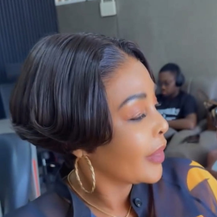 ailuxyhair-fr Perruque Coupe Pixie Identique à la photo HD AILUXY Perruque Courte HD 13X4 Dentelle Perruque Bob lisse, Style élégant Pour Femme Africaine