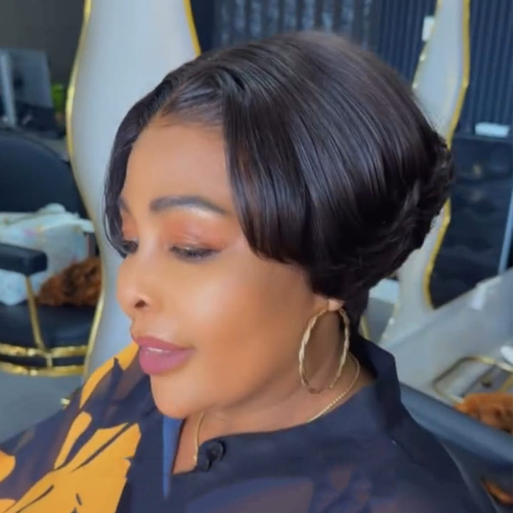 ailuxyhair-fr Perruque Coupe Pixie Identique à la photo HD AILUXY Perruque Courte HD 13X4 Dentelle Perruque Bob lisse, Style élégant Pour Femme Africaine