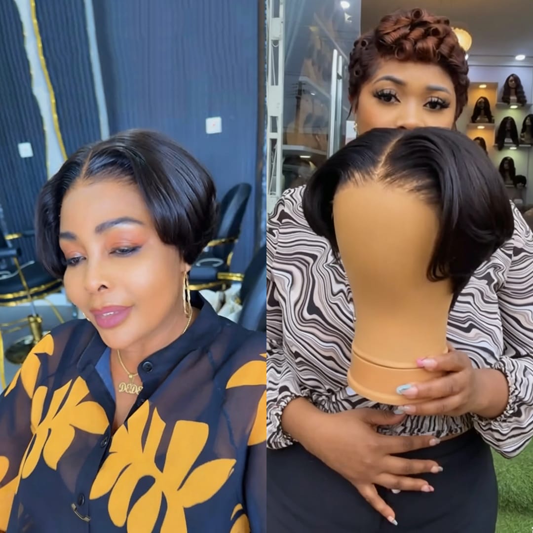 ailuxyhair-fr Perruque Coupe Pixie Identique à la photo HD AILUXY Perruque Courte HD 13X4 Dentelle Perruque Bob lisse, Style élégant Pour Femme Africaine