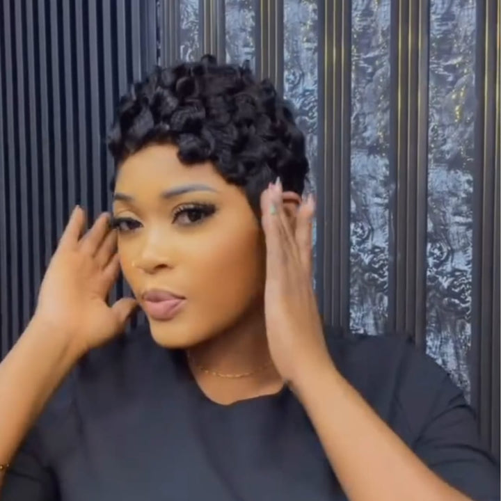 ailuxyhair-fr Perruque Coupe Pixie Identique à la photo HD AILUXY Perruque Courte HD 13X4 Dentelle Perruque Finger Wave en Cheveux Humain