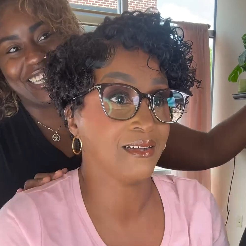 ailuxyhair-fr Perruque Coupe Pixie Identique à la vidéo AILUXY Perruque Frontale en Dentelle 13x4 – Coupe BOB Bouclée