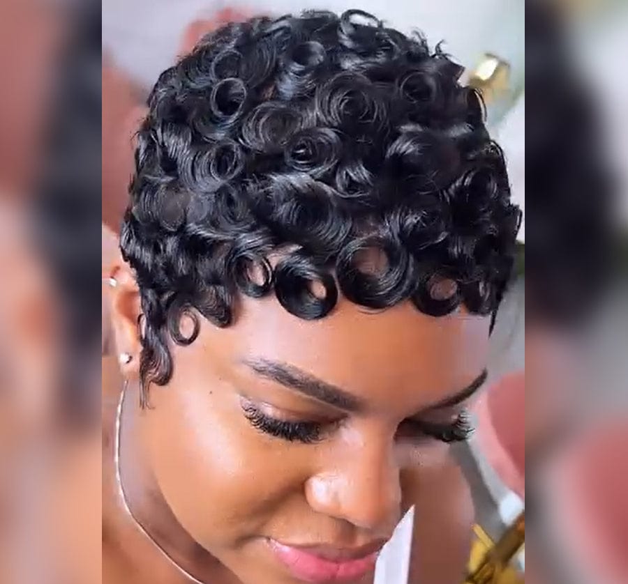 ailuxyhair-fr Perruque Coupe Pixie Même que sur la photo AILUXY Perruque Pixie Finger Wave fabriquée à la machine