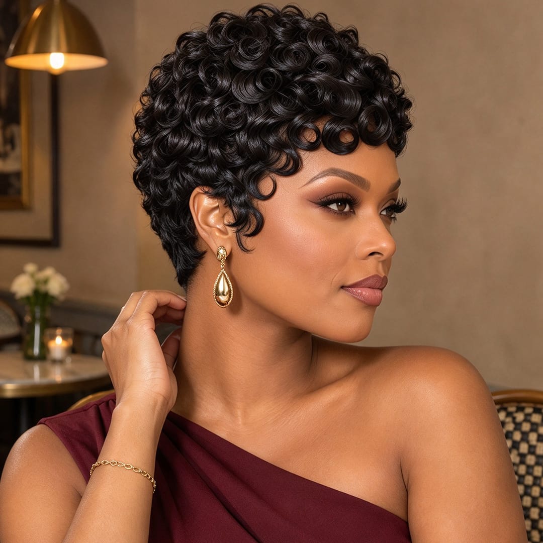 ailuxyhair-fr Perruque Coupe Pixie Même que sur la photo AILUXY Perruque Pixie Finger Wave fabriquée à la machine