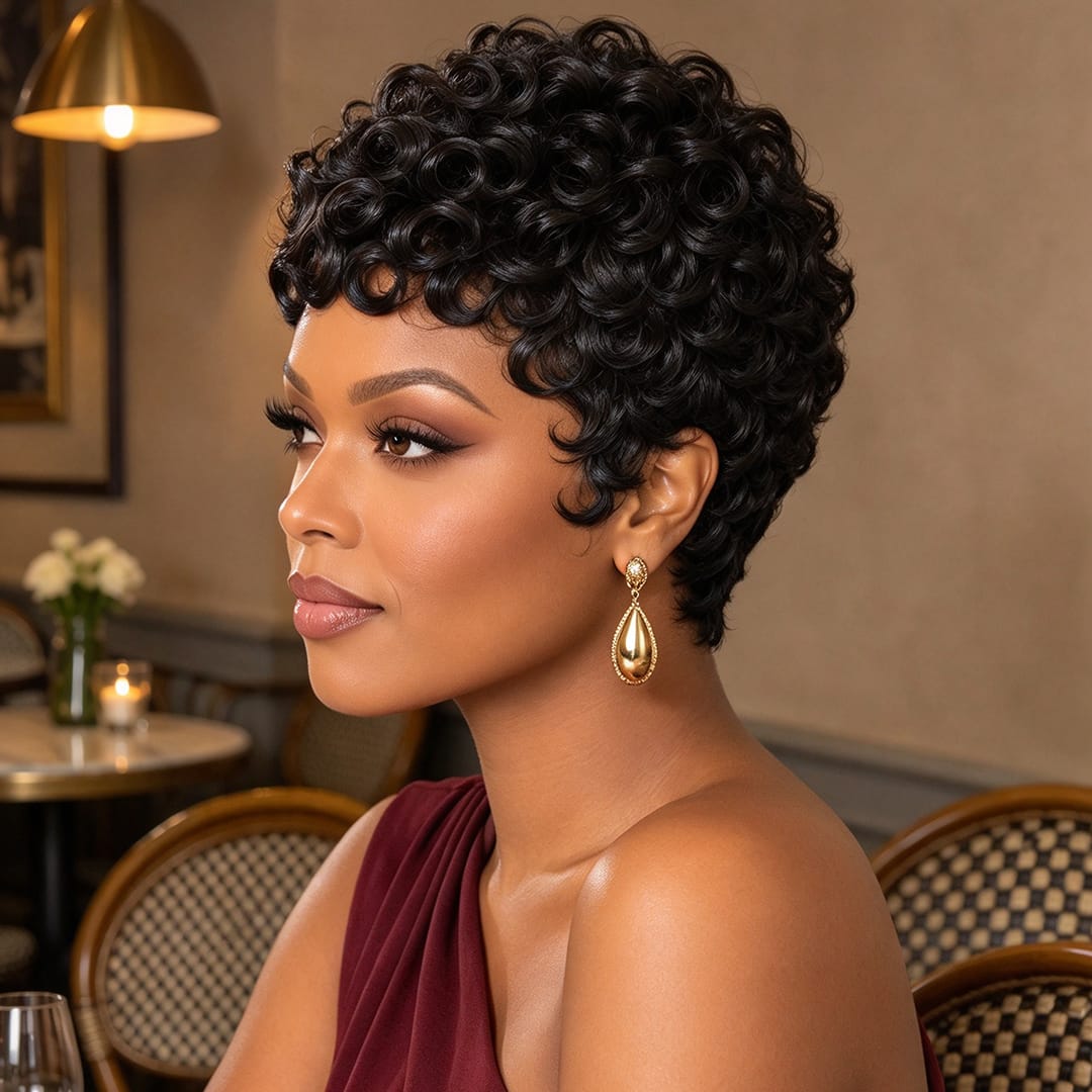 ailuxyhair-fr Perruque Coupe Pixie Même que sur la photo AILUXY Perruque Pixie Finger Wave fabriquée à la machine