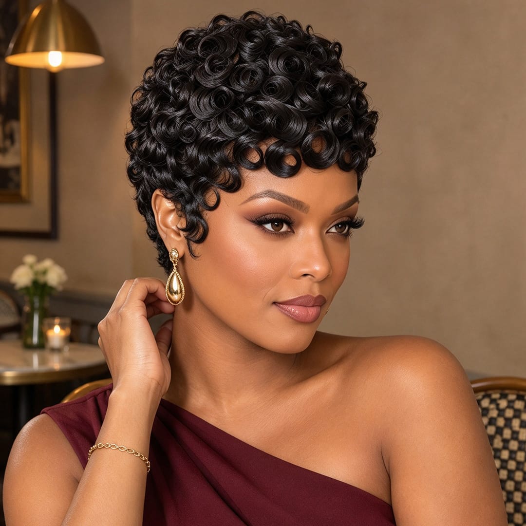 ailuxyhair-fr Perruque Coupe Pixie Même que sur la photo AILUXY Perruque Pixie Finger Wave fabriquée à la machine