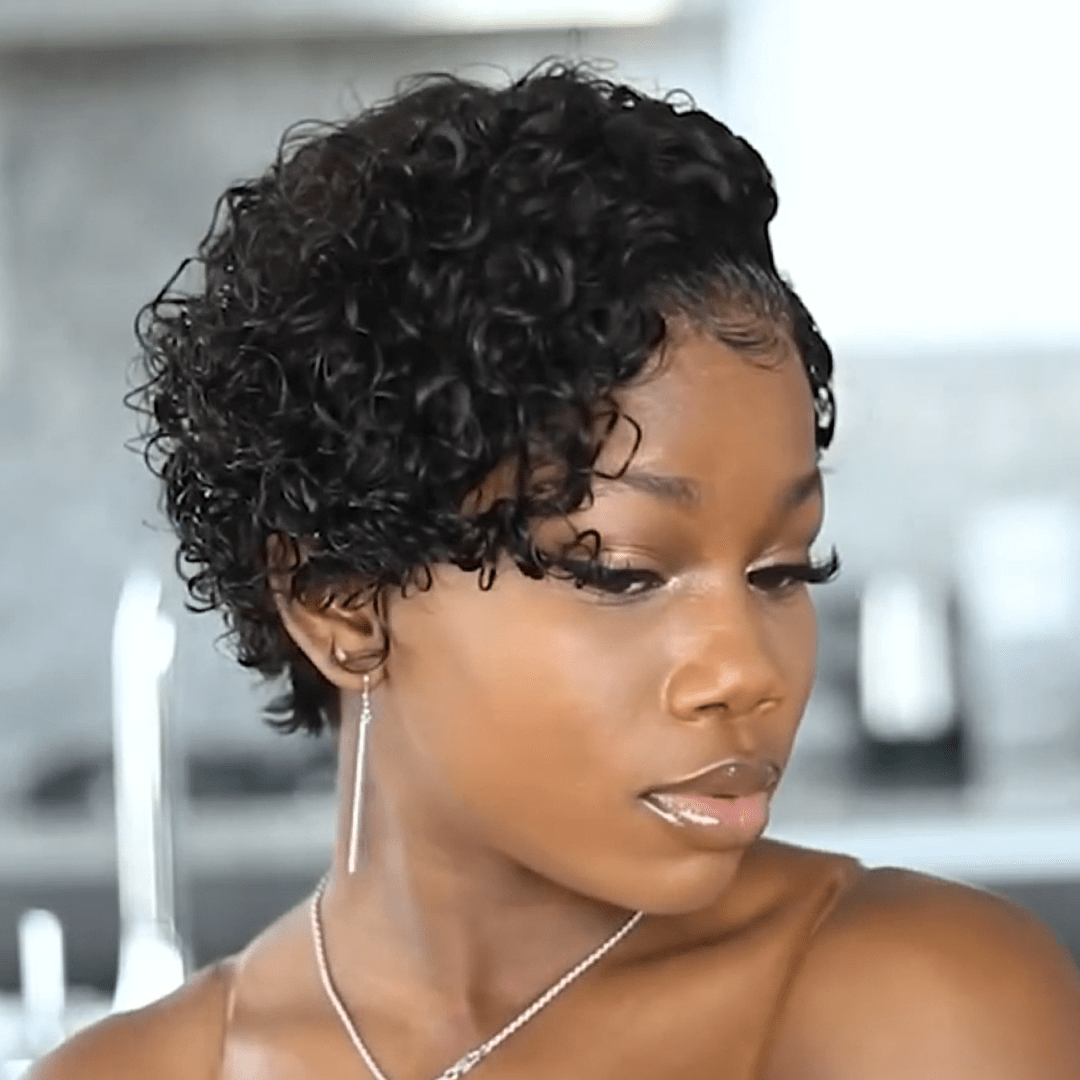 ailuxyhair-fr Perruque Coupe Pixie Noir (En france) AILUXY Perruque courte Pixie Cut 13X4 100 % cheveux humains Identique à la photo