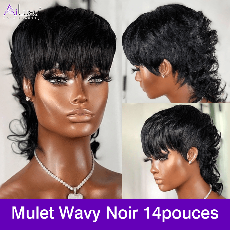 ailuxyhair-fr Perruque Mullet AILUXY Perruque Mullet Élégante et Tendance avec Frange