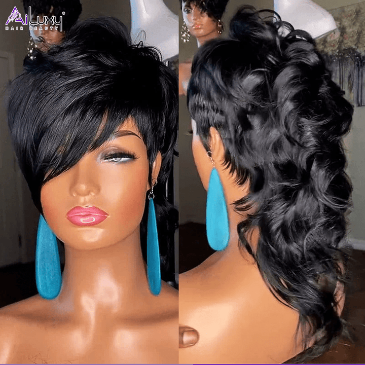 ailuxyhair-fr Perruque Mullet AILUXY Perruque Mullet Sans Colle Facile à Porter avec Raie sur le Côté