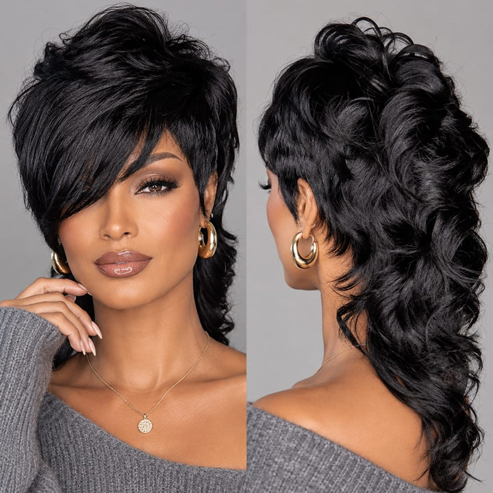 ailuxyhair-fr Perruque Mullet AILUXY Perruque Mullet Sans Colle Facile à Porter avec Raie sur le Côté