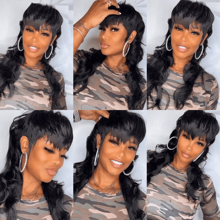 ailuxyhair-fr Perruque Mullet AILUXY Perruque Style Mullet Glueless et Confortable 16pouces