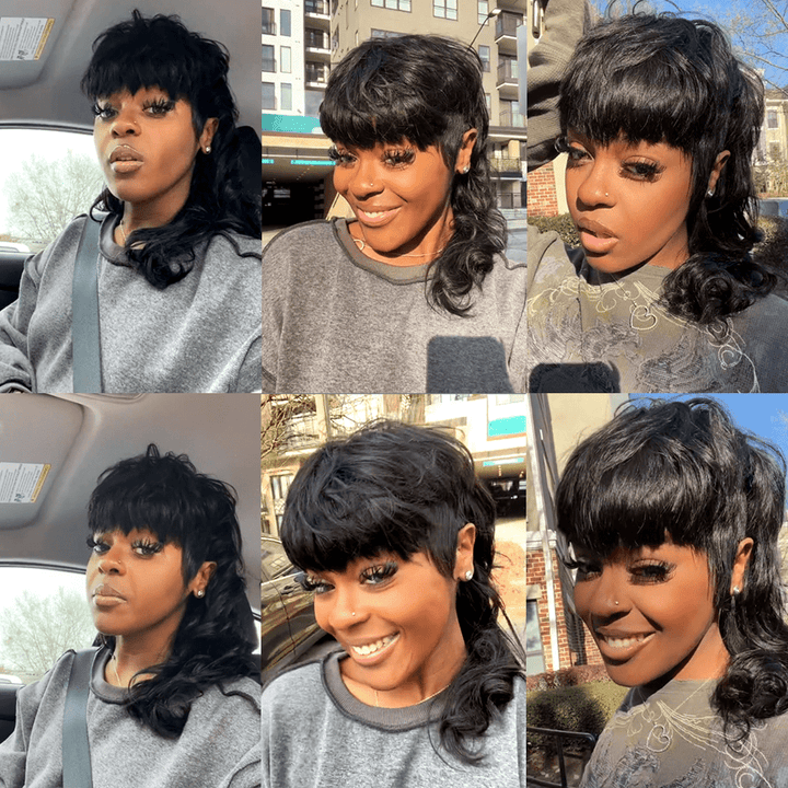 ailuxyhair-fr Perruque Mullet AILUXY Perruque Style Mullet Glueless et Confortable 16pouces
