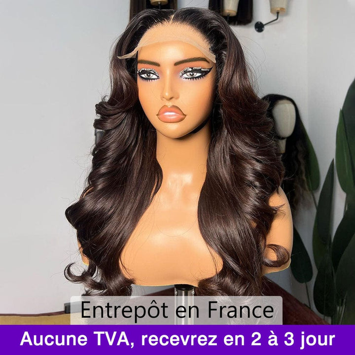 ailuxyhair-fr Sans Colle AILUXY 13x4 Lace Closure Chocolat Brun Bob Perruque Couleur Mixte 1B-4#