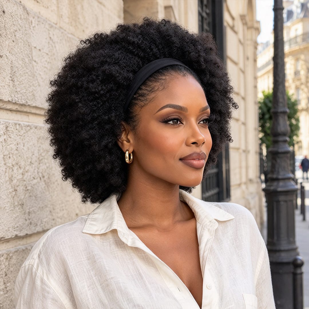 ailuxyhair-fr Sans Colle AILUXY Perruque Bandeau Afro Curly 100% Cheveux Humains | Identique à la photo