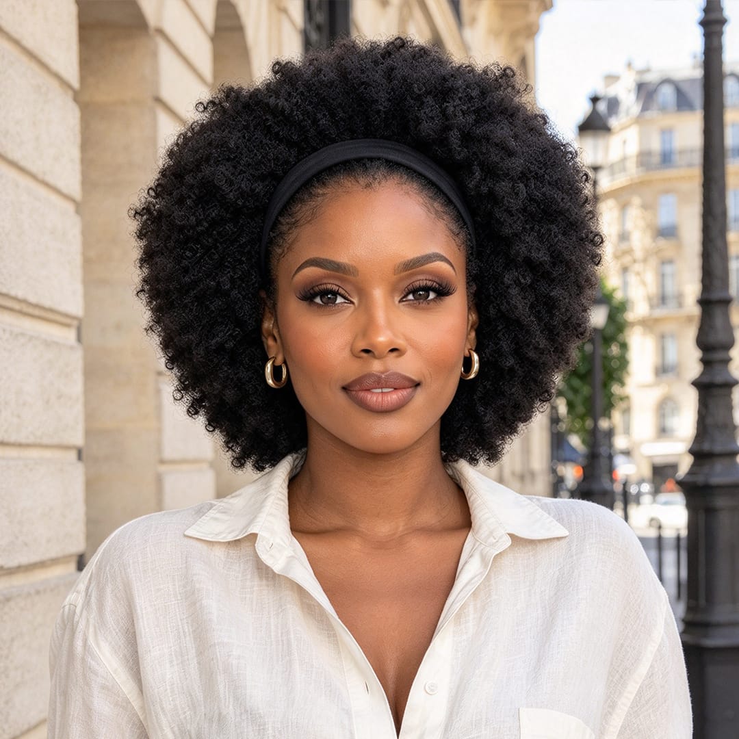 ailuxyhair-fr Sans Colle AILUXY Perruque Bandeau Afro Curly 100% Cheveux Humains | Identique à la photo