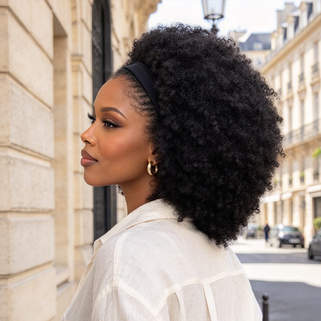 ailuxyhair-fr Sans Colle AILUXY Perruque Bandeau Afro Curly 100% Cheveux Humains | Identique à la photo