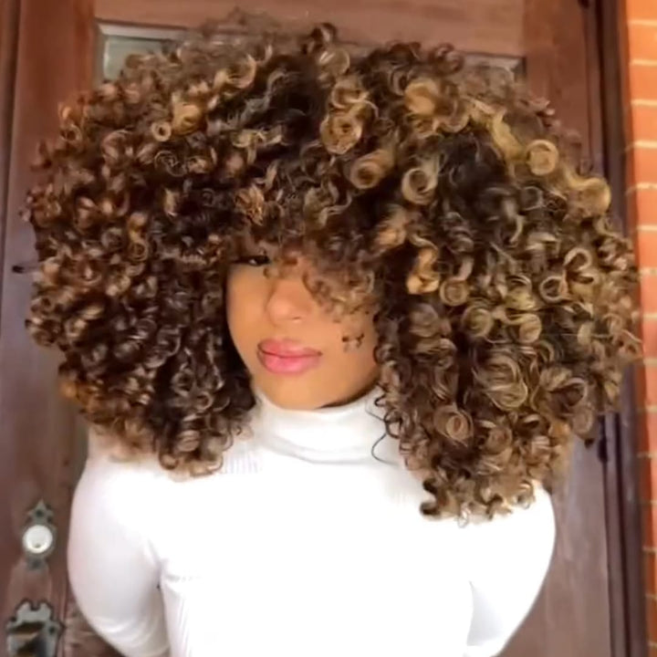 ailuxyhair-fr Sans Colle AILUXY Perruque Bob Avec Frange Afro AILUXY Perruque Bob Avec Frange Afro Perruque Volume XXL aux Couleurs Fusionnées