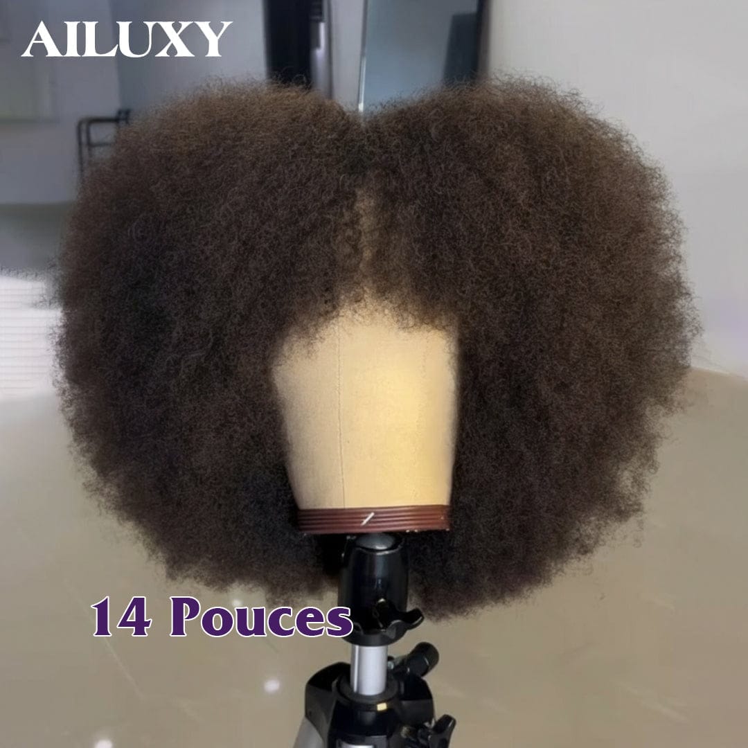 ailuxyhair-fr Sans Colle AILUXY Perruque Bob Avec Frange Afro Curly Sans Colle Perruque Couleur Marron