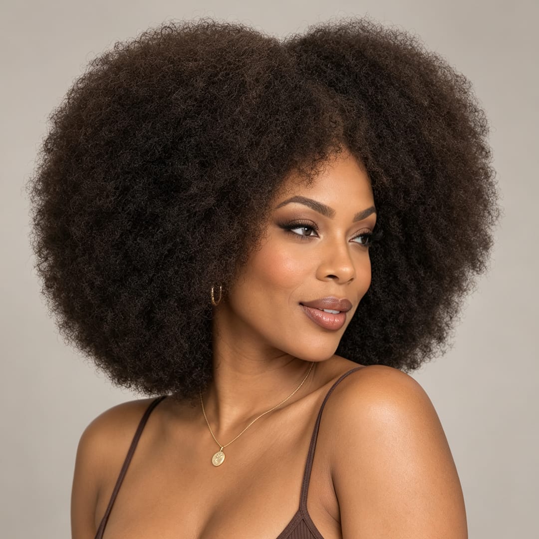 ailuxyhair-fr Sans Colle AILUXY Perruque Bob Avec Frange Afro Curly Sans Colle Perruque Couleur Marron