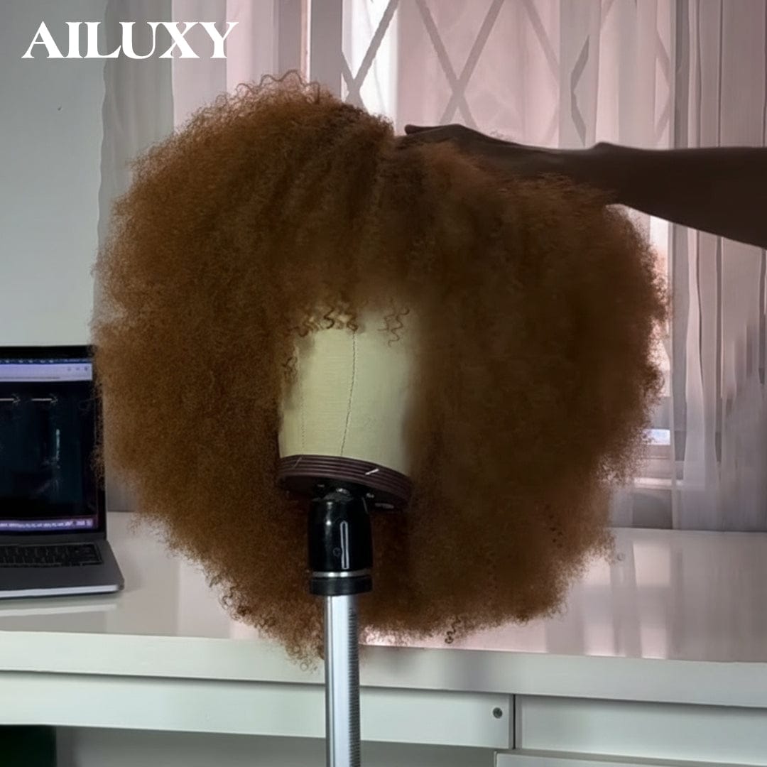 ailuxyhair-fr Sans Colle AILUXY Perruque Bob Avec Frange Afro Curly Sans Colle Perruque Couleur miel blond