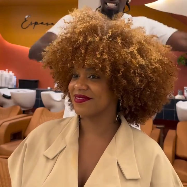 ailuxyhair-fr Sans Colle AILUXY Perruque Bob Avec Frange Afro Curly Sans Colle Perruque Dégradé de couleurs Style