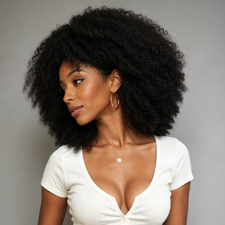 ailuxyhair-fr Sans Colle AILUXY Perruque Bob Avec Frange Afro Curly Sans Colle Perruque Naturelle Style
