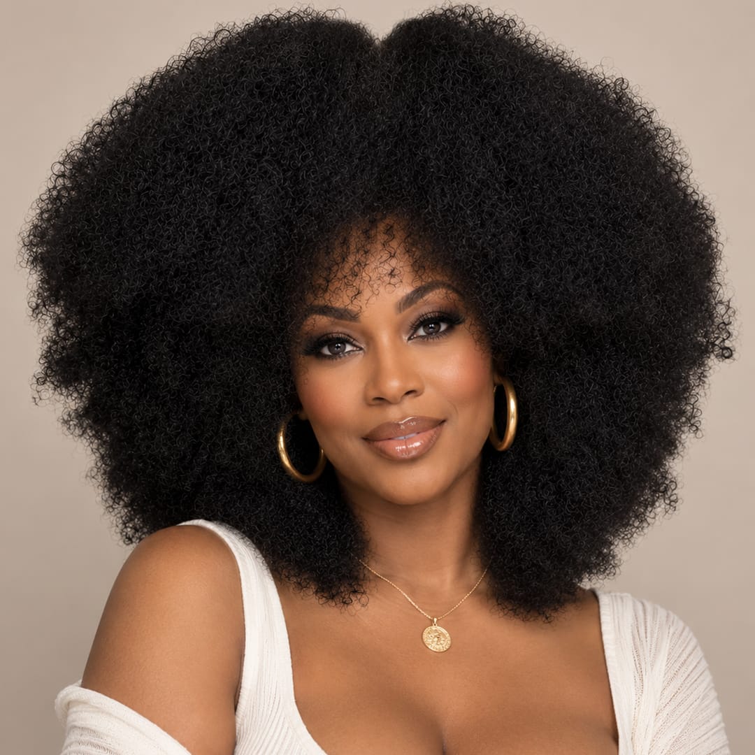 ailuxyhair-fr Sans Colle AILUXY Perruque Bob Avec Frange Afro Curly Sans Colle Perruque Naturelle Style