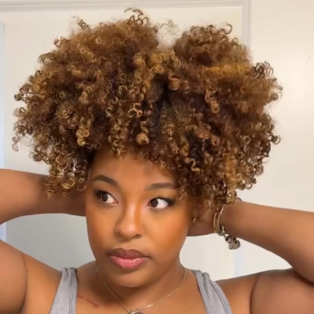 ailuxyhair-fr Sans Colle AILUXY Perruque Bob Avec Frange Afro Curly Sans Colle Volume Parfait, Couleur Caramel Magnifique